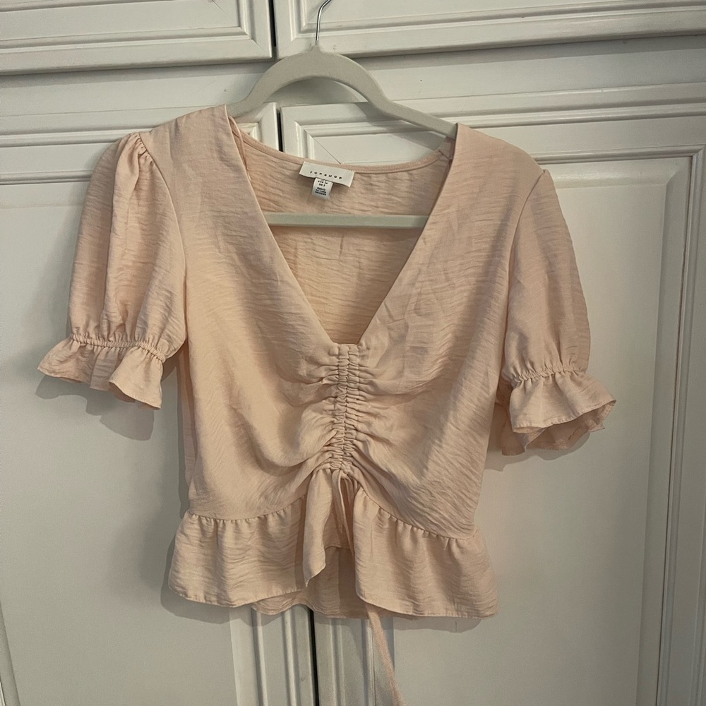 Topshop Light Pink Ruched Blouse